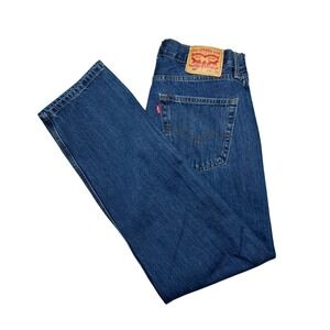 Levis 505 Regular Fit Mens Blue Jeans Straight Leg Denim 34x32 Medium Wash